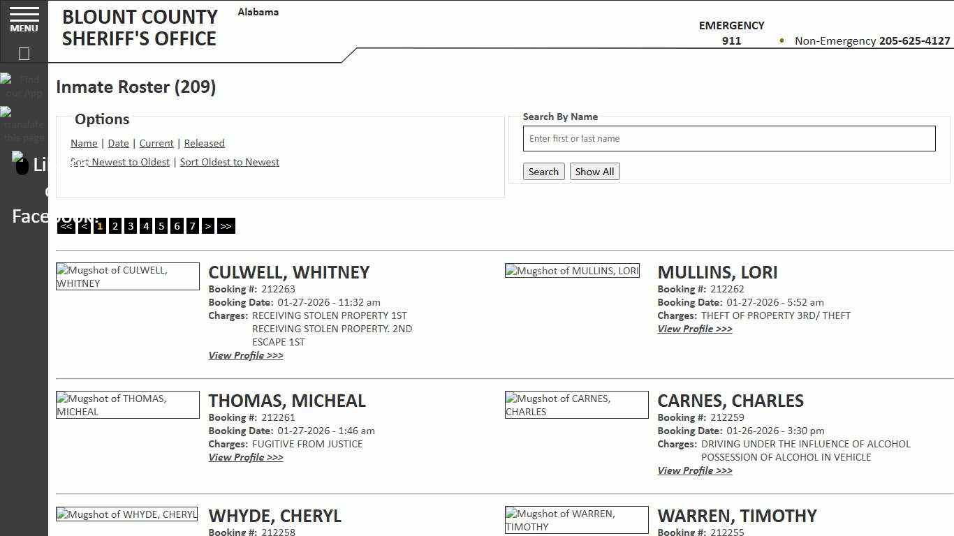 Inmate Roster - Current Inmates Booking Date Descending - Blount County Sheriff AL