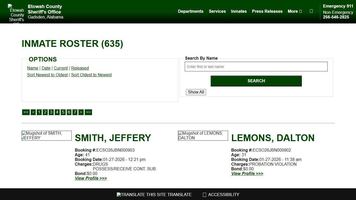 Inmate Roster - Current Inmates Booking Date Descending - Etowah County Sheriff's Office